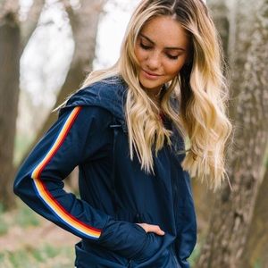 NWT - ZYIA Navy Rainbow Bomber Jacket